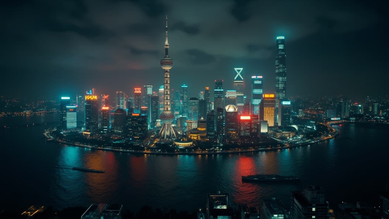 科技感城市夜景航拍